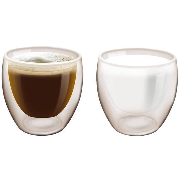 Haushaltshelden koffieglazen/theeglazen dubbelwandig - set 6x - lungo glazen - 200 ml - Koffie- en theeglazen
