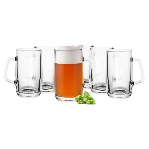 Glasmark Bierglazen - Bierpullen - transparant glas - 12x stuks - 500 ml - Oktoberfest - Bierglazen