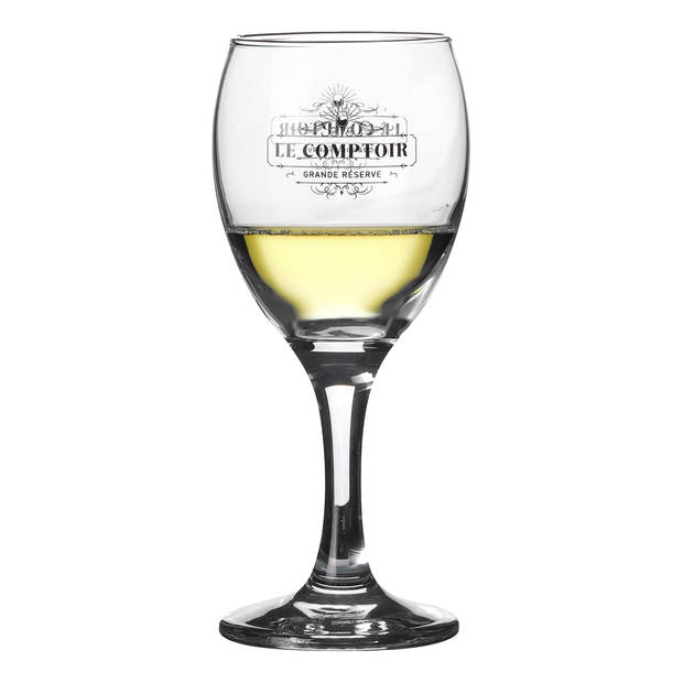 Urban Living witte wijnglazen Comptoir - gedecoreerd glas - 3x stuks - 205 ml - Wijnglazen