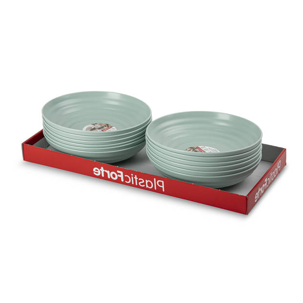 PlasticForte Rond bord/camping - diep bord - D19 cm - mintgroen - kunststof - soepborden - Diepe borden
