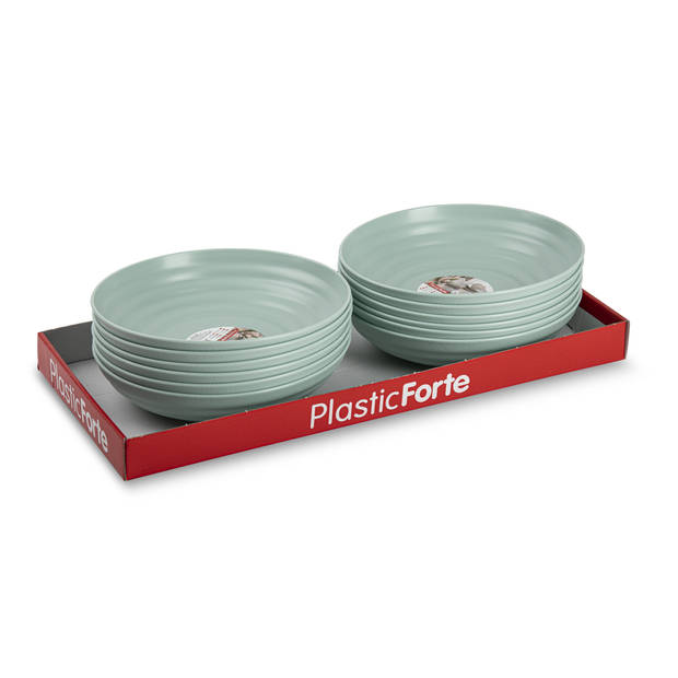 PlasticForte Rond bord/camping - diep bord - D19 cm - mintgroen - kunststof - soepborden - Diepe borden