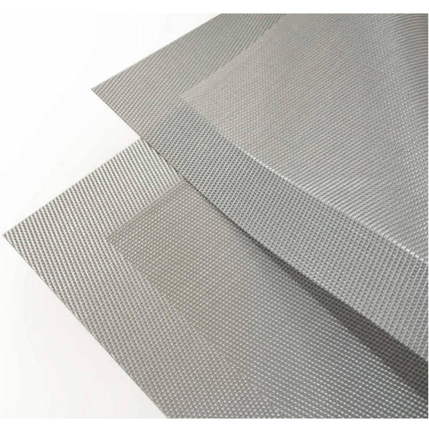 Placemats Hampton - 1x - zilver/grijs - PVC - 30 x 45 cm - Placemats