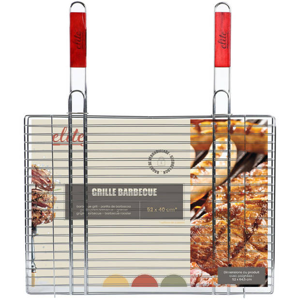 Elite BBQ/barbecue rooster - klem grill - metaal - 52 x 64 x 1 cm - Extra groot formaat - barbecueroosters