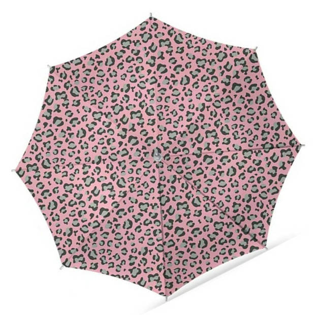 Parasol - Luipaard print roze - D160 cm - incl. draagtas - parasolvoet - 42 cm - Parasols