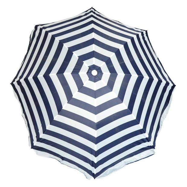 Parasol - Blauw/wit - D140 cm - incl. draagtas - parasolharing - 49 cm - Parasols