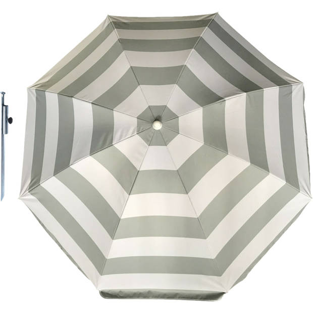 Parasol - Zilver/wit - D160 cm - incl. draagtas - parasolharing - 49 cm - Parasols