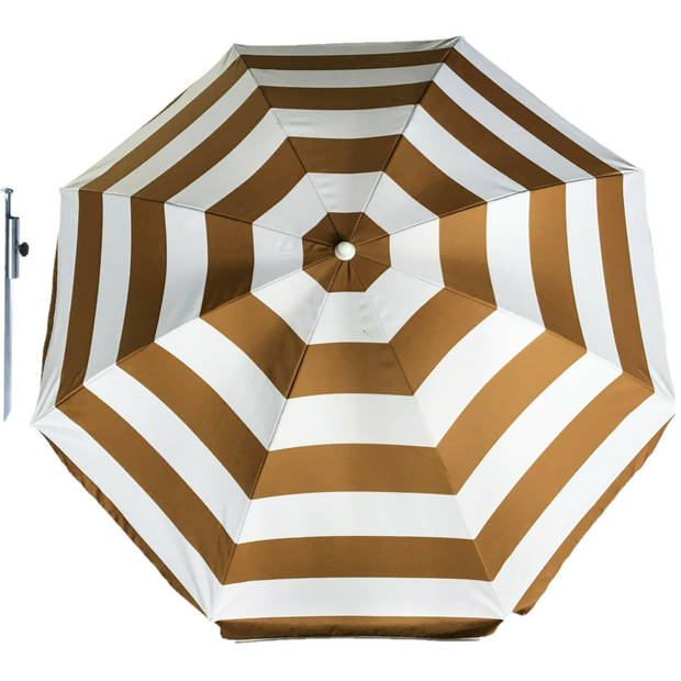 Parasol - Goud/wit - D160 cm - incl. draagtas - parasolharing - 49 cm - Parasols