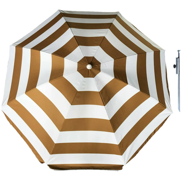 Parasol - Goud/wit - D160 cm - incl. draagtas - parasolharing - 49 cm - Parasols