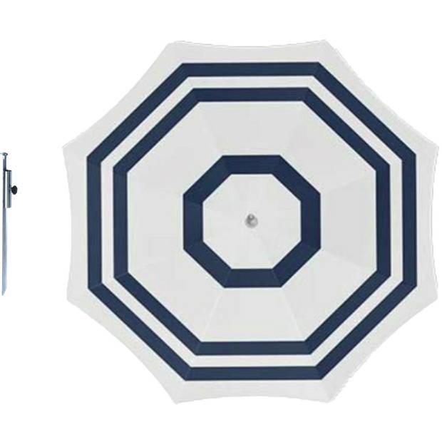 Parasol - Wit/blauw - D120 cm - incl. draagtas - parasolharing - 49 cm - Parasols