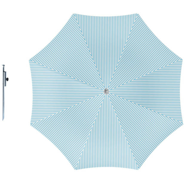 Parasol - Lichtblauw/wit - D160 cm - incl. draagtas - parasolharing - 49 cm - Parasols