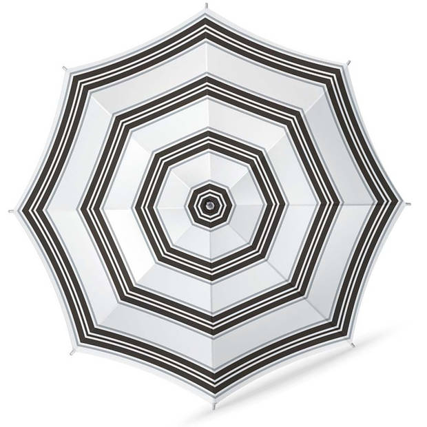 Parasol - zwart/wit - gestreept - D180 cm - UV-bescherming - incl. draagtas - Parasols