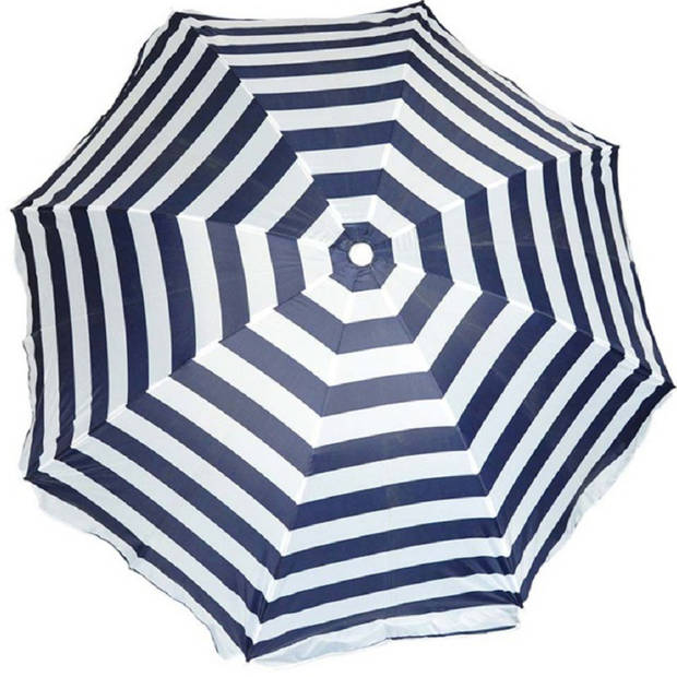 Parasol - Blauw/wit - D120 cm - incl. draagtas - parasolharing - 49 cm - Parasols