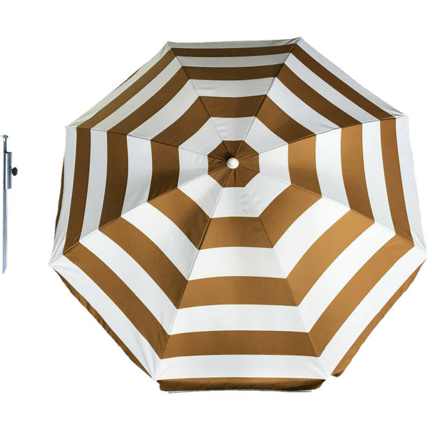 Parasol - Goud/wit - D140 cm - incl. draagtas - parasolharing - 49 cm - Parasols