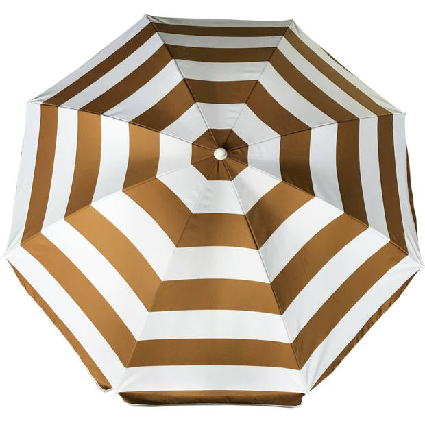 Parasol - goud/wit - gestreept - D200 cm - UV-bescherming - incl. draagtas - Parasols