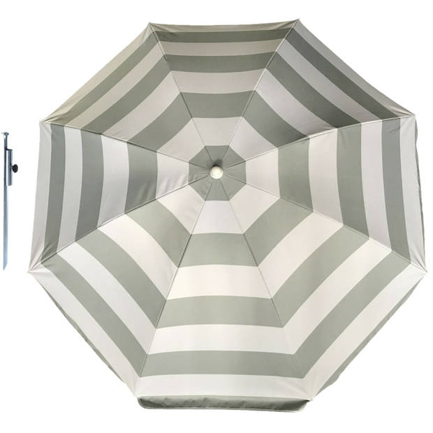 Parasol - Zilver/wit - D140 cm - incl. draagtas - parasolharing - 49 cm - Parasols