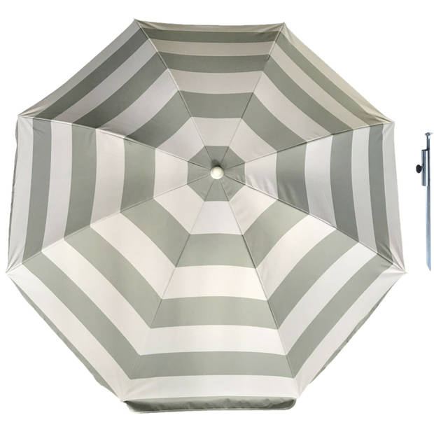 Parasol - Zilver/wit - D140 cm - incl. draagtas - parasolharing - 49 cm - Parasols