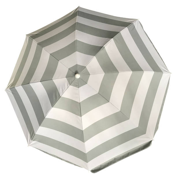 Parasol - zilver/wit - gestreept - D160 cm - UV-bescherming - incl. draagtas - Parasols