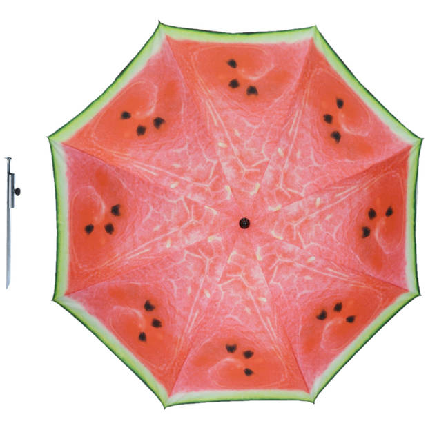 Parasol - Watermeloen fruit - D160 cm - incl. draagtas - parasolharing - 49 cm - Parasols