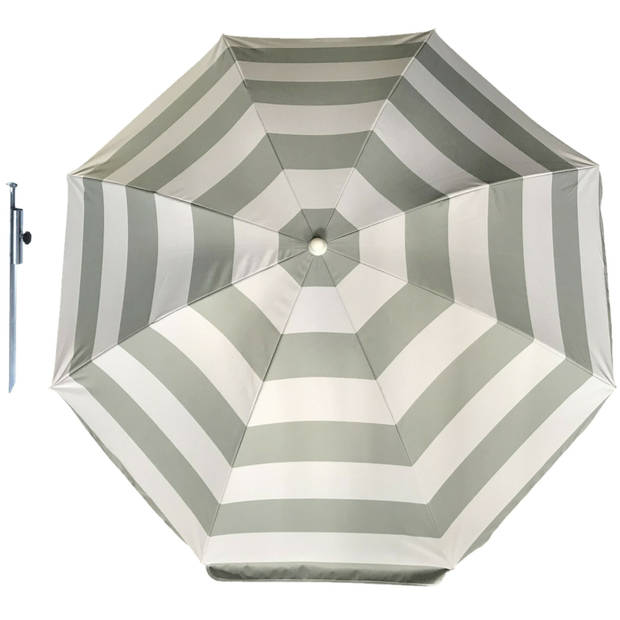 Parasol - Zilver/wit - D180 cm - incl. draagtas - parasolharing - 49 cm - Parasols