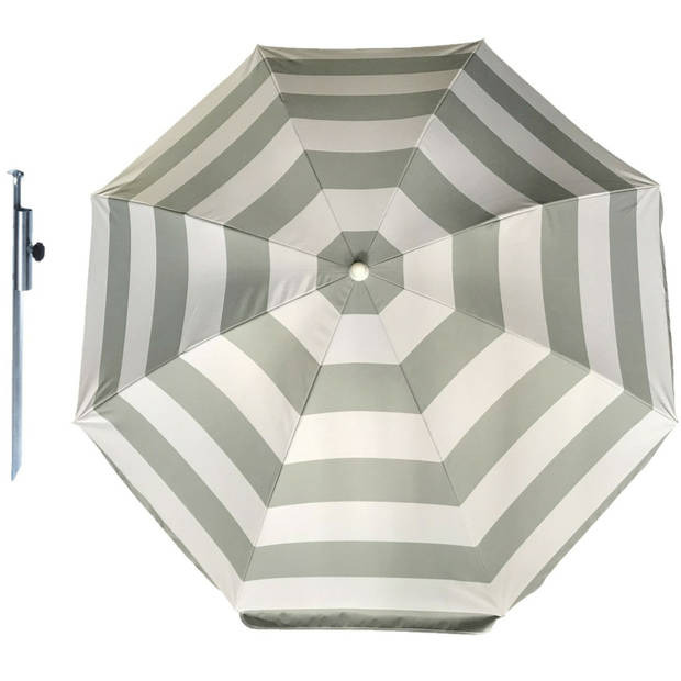 Parasol - Zilver/wit - D120 cm - incl. draagtas - parasolharing - 49 cm - Parasols