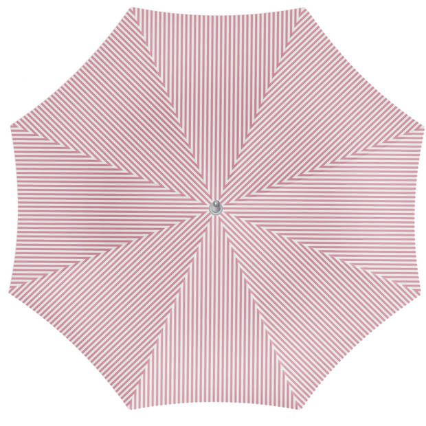 Parasol - roze/wit - gestreept - D180 cm - UV-bescherming - incl. draagtas - Parasols