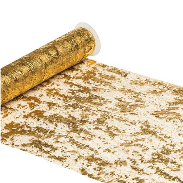Chaks Tafelloper op rol - goud - 29 x 500 cm - polyester - Feesttafelkleden