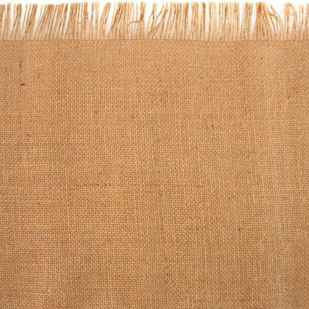 Chaks Jute tafelloper - 29 x 500 cm - beige - met franjes - Feesttafelkleden