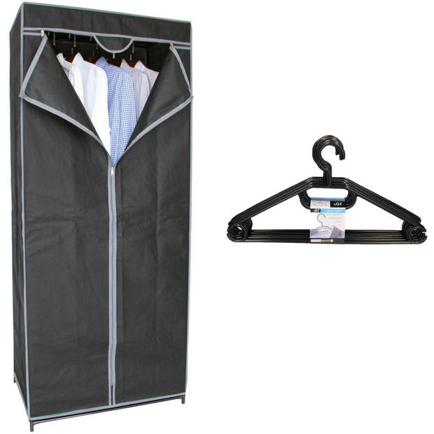 Mobiele kledingkast - 70 x 45 x 160 cm - incl. kledinghanger set 10x - Campingkledingkasten