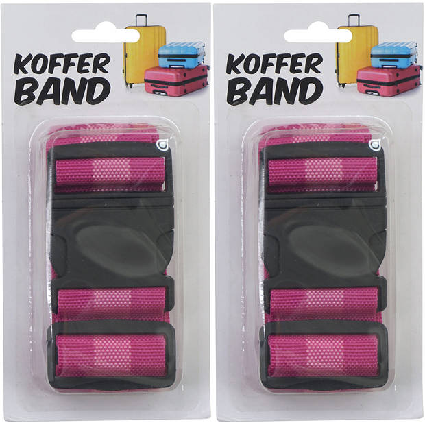 Kofferriem/bagageriem - 2x - 180 cm - roze - Kofferriemen