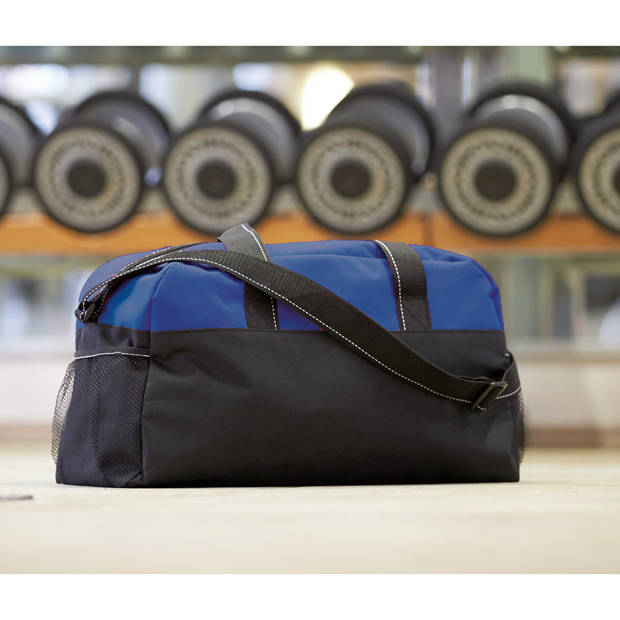 Sporttas model Fitness Master - 45 x 19 x 26 cm - blauw/zwart - Reistas (volwassen)