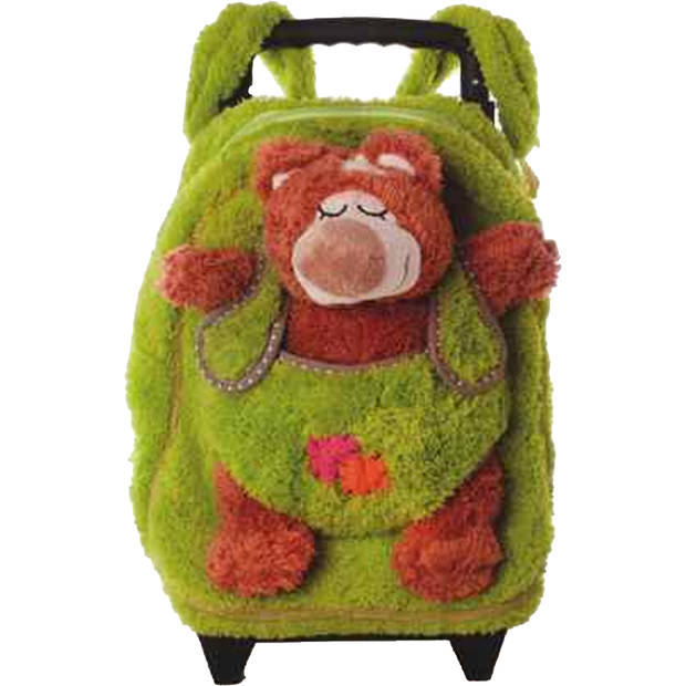 Rugzaktrolley kinderkoffer - pluche beer knuffel - kunststof/polyester - 35 x 25 x 13 cm - Rugzak - kind