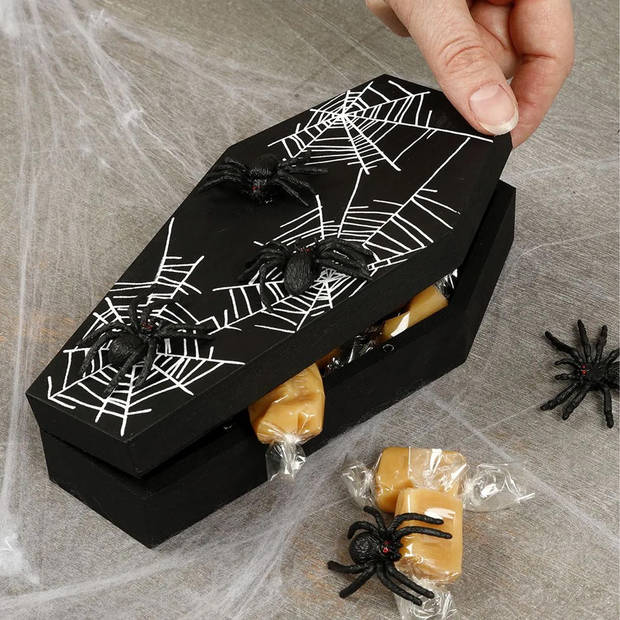 Creativ nep spinnen/spinnetjes 4 cm - zwart - 10x stuks - Horror/griezel thema decoratie beestjes - Feestdecoratievoorwe