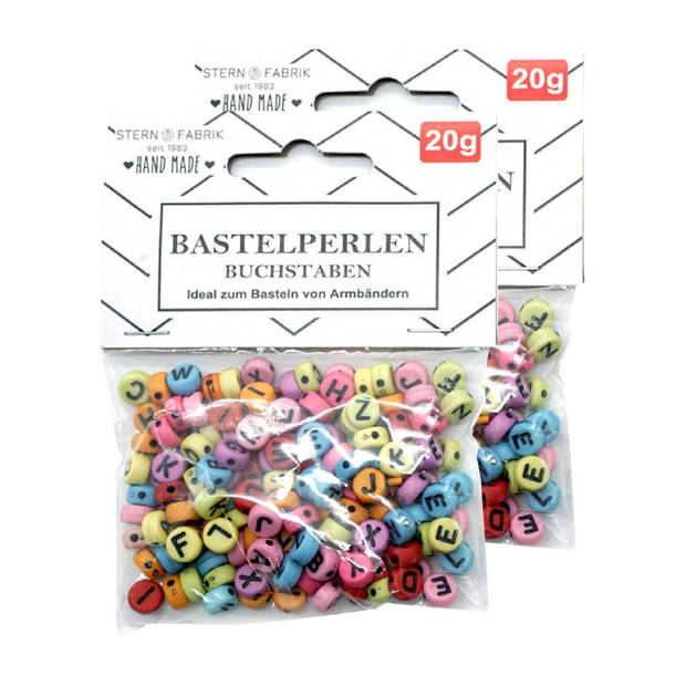 Stern Fabric Letterkralen - 320x - gekleurd - 6 mm - kunststof - alfabet knutselkralen - Kralenbak