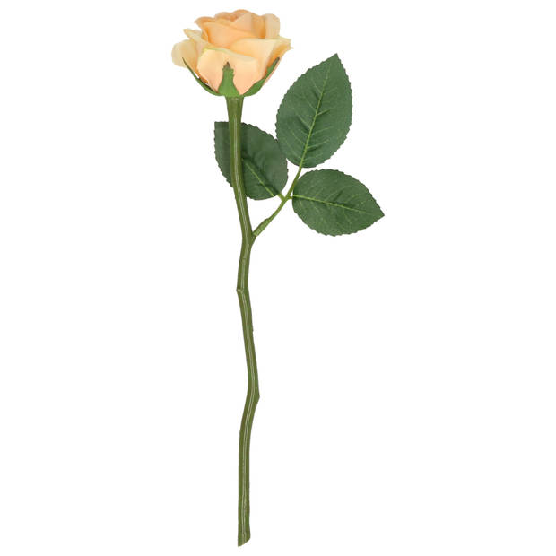 Top Art Kunstbloem roos Nina - 3x - perzik kleur - 27 cm - kunststof steel - decoratie bloemen - Kunstbloemen
