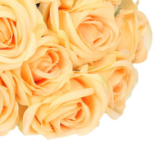 Top Art Kunstbloem roos Nina - perzik kleur - 27 cm - kunststof steel - decoratie bloemen - Kunstbloemen