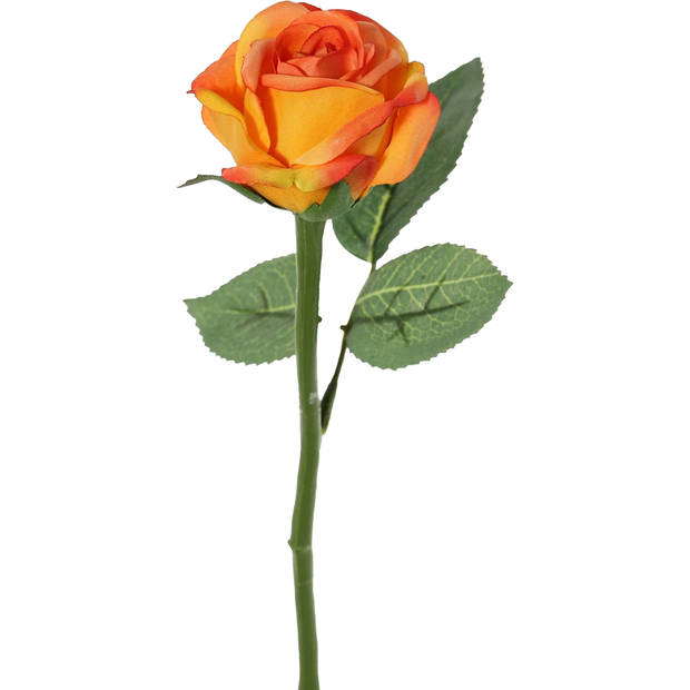 Top Art Kunstbloem roos Nina - 3x - oranje - 27 cm - kunststof steel - decoratie bloemen - Kunstbloemen
