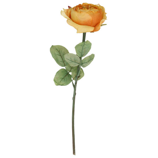 Top Art Kunstbloem roos Diana - 3x - oranje - 36 cm - kunststof steel - decoratie bloemen - Kunstbloemen