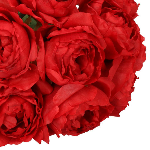 Top Art Kunstbloem roos Diana - 3x - rood - 36 cm - kunststof steel - decoratie bloemen - Kunstbloemen