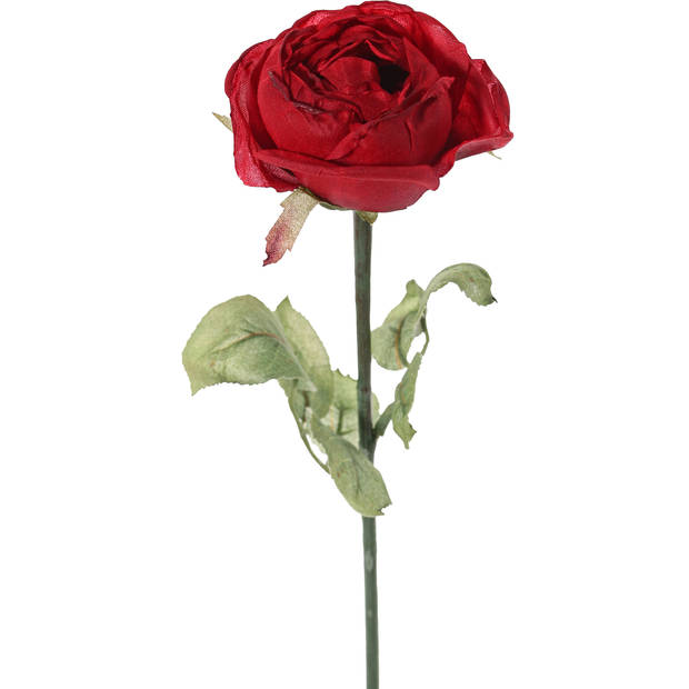 Top Art Kunstbloem roos Diana - rood - 36 cm - kunststof steel - decoratie bloemen - Kunstbloemen