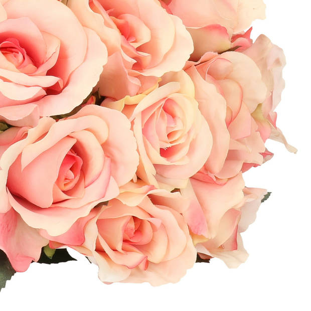 Top Art Kunstbloem roos Nina - 3x - lichtroze - 27 cm - kunststof steel - decoratie bloemen - Kunstbloemen
