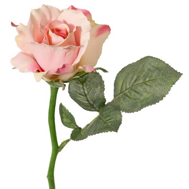 Topart Kunstbloem roos de luxe - roze - 30 cm - kunststof steel - decoratie - Kunstbloemen