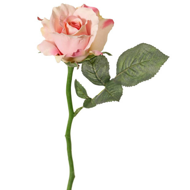 Topart Kunstbloem roos de luxe - 3x - roze - 30 cm - kunststof steel - decoratie - Kunstbloemen