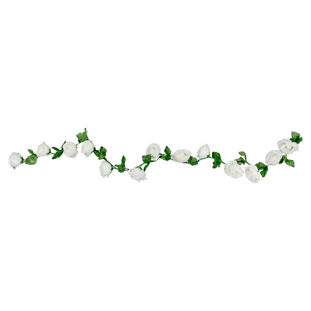 Chaks Rozen bloemenslinger - 2x - kunstplant/bloem - wit - 220 cm - Kunstplanten