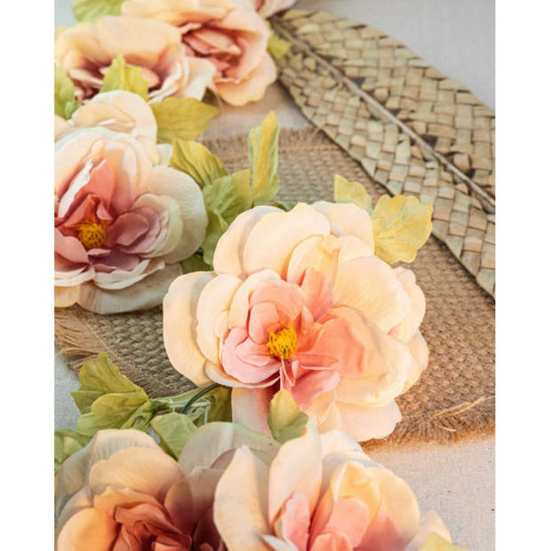 Chaks Rozen bloemenslinger - kunstplant/bloem - oud roze - 220 cm - Kunstplanten