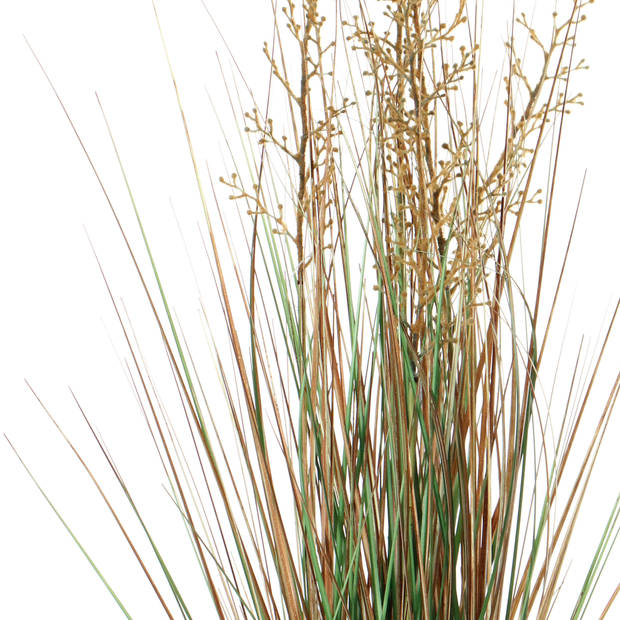 Louis Maes Quality kunstplant - 2x - Siergras met bes - groen/bruin - H75 cm - in pot - Kunstplanten