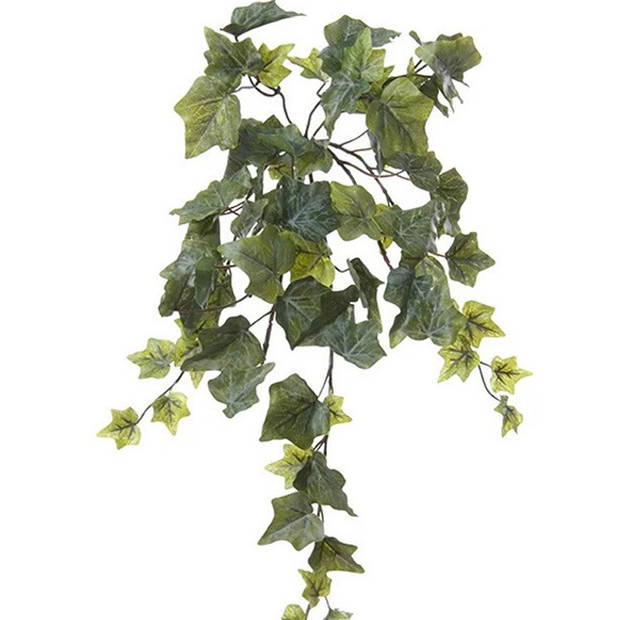 Louis Maes kunstplant met blaadjes hangplant Klimop/hedera - 2x - groen - 58 cm - Kunstplanten
