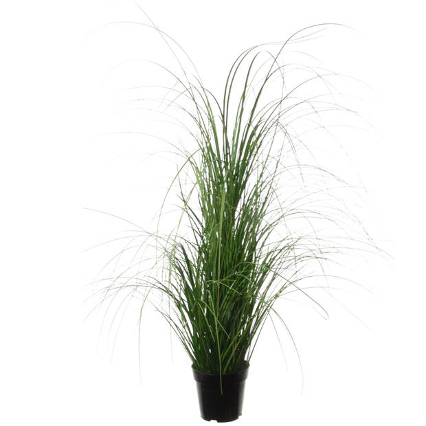 Louis Maes Quality kunstplant - Siergras bush - donkergroen - H110 cm - in pot - Kunstplanten