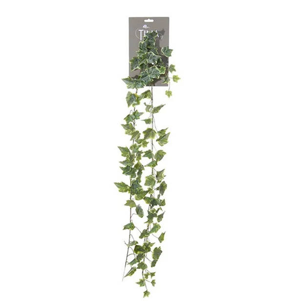 Louis Maes kunstplant blaadjes slinger Klimop/hedera - 2x - groen/wit - 180 cm - Kunstplanten