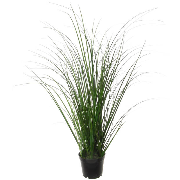 Louis Maes Quality kunstplant - 2x - Siergras bush - donkergroen - H55 cm - in pot - Kunstplanten