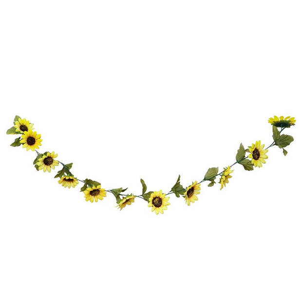 Chaks Zonnebloemen slinger - 2x - kunstbloem - geel - 220 cm - Kunstplanten